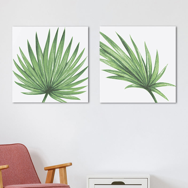 Farmhouse Fan Palm Leaves Canvas Green Tropix Plant Wall Art Set for Living Room Clearhalo 'Art Gallery' 'Canvas Art' 'Country Art Gallery' 'French Country' 'Rustic' Arts' 1655868