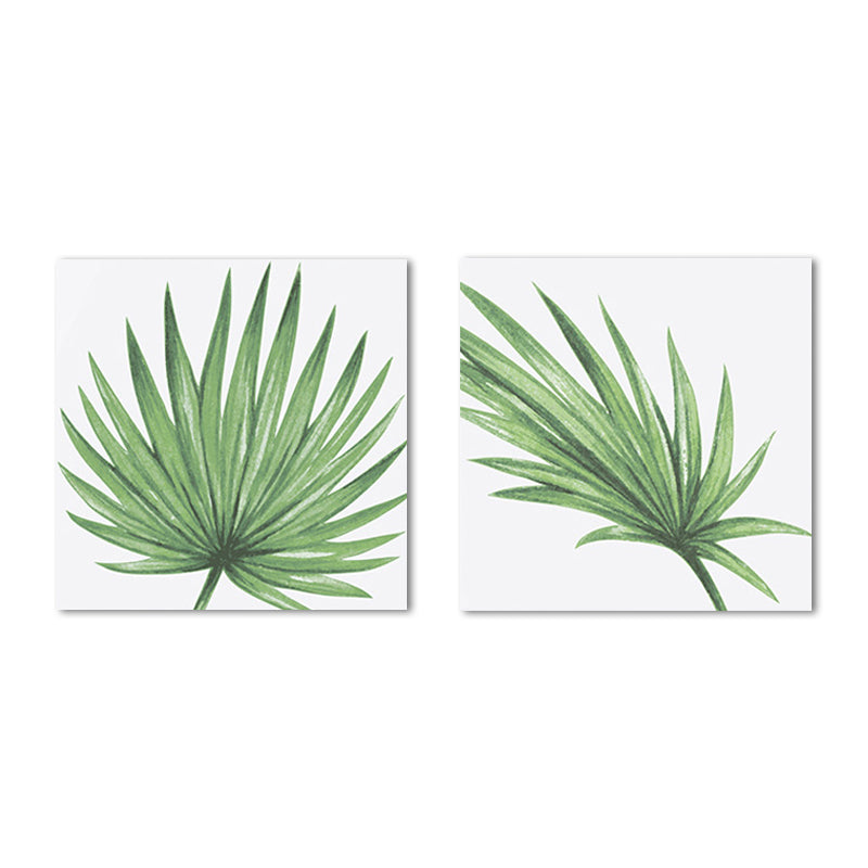Farmhouse Fan Palm Leaves Canvas Green Tropix Plant Wall Art Set for Living Room Clearhalo 'Art Gallery' 'Canvas Art' 'Country Art Gallery' 'French Country' 'Rustic' Arts' 1655869