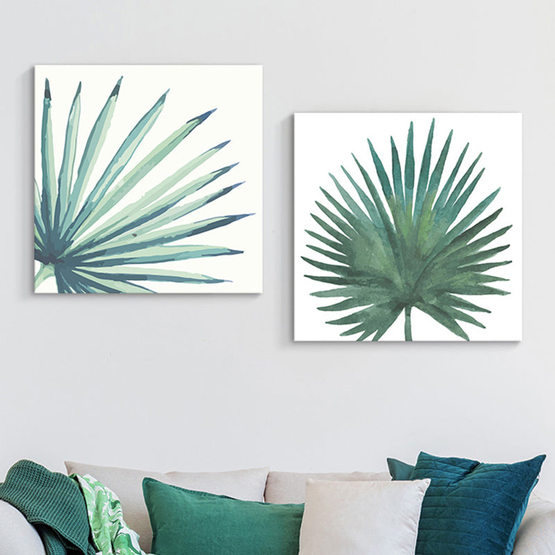 Farmhouse Fan Palm Leaves Canvas Green Tropix Plant Wall Art Set for Living Room Green Design 2 Clearhalo 'Art Gallery' 'Canvas Art' 'Country Art Gallery' 'French Country' 'Rustic' Arts' 1655872