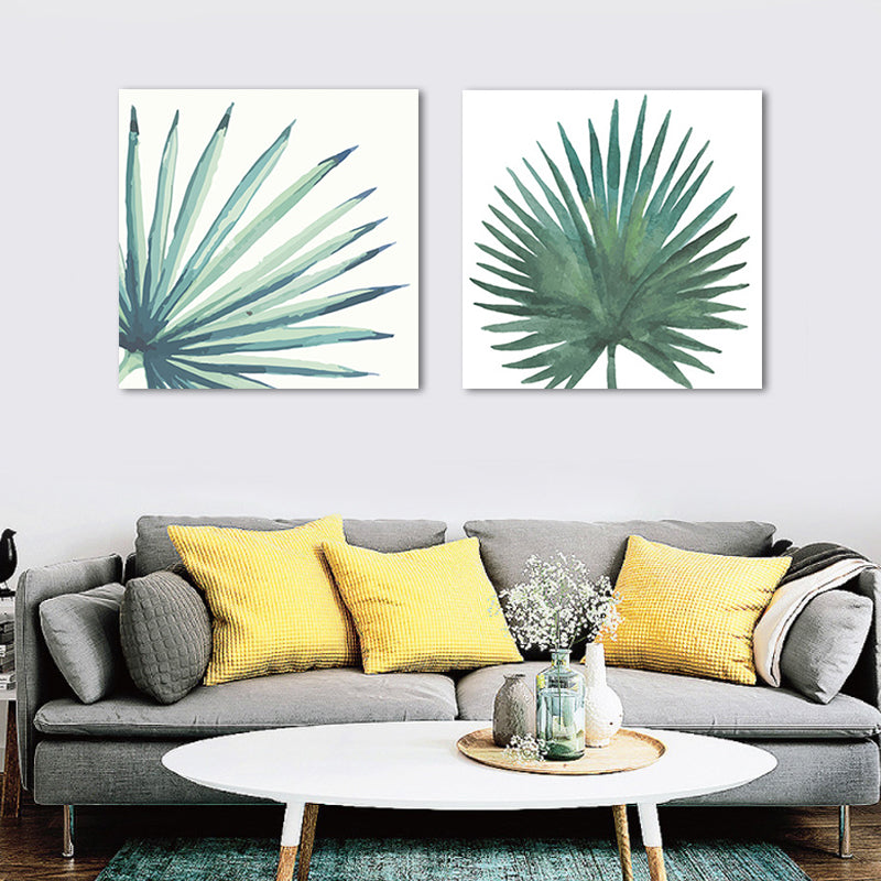 Farmhouse Fan Palm Leaves Canvas Green Tropix Plant Wall Art Set for Living Room Clearhalo 'Art Gallery' 'Canvas Art' 'Country Art Gallery' 'French Country' 'Rustic' Arts' 1655873