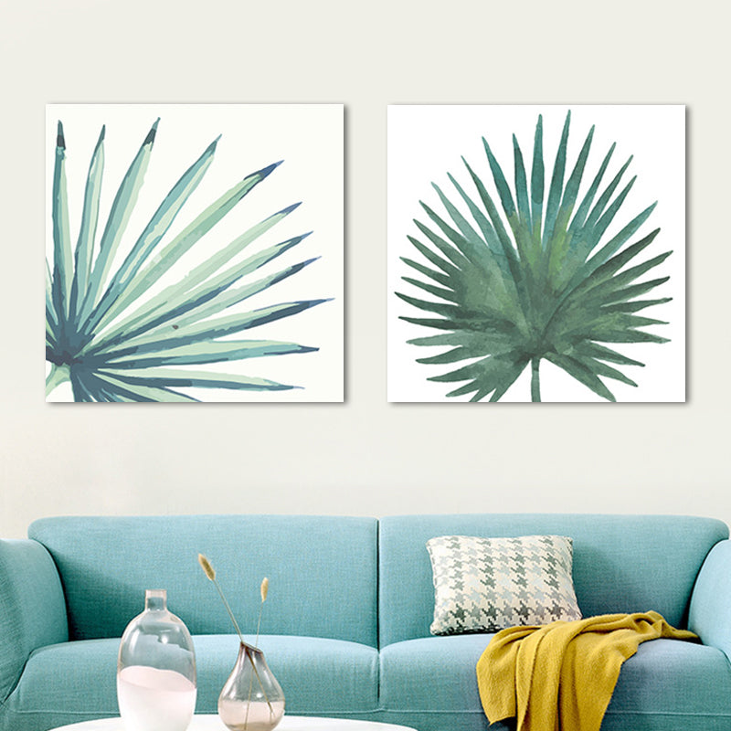 Farmhouse Fan Palm Leaves Canvas Green Tropix Plant Wall Art Set for Living Room Clearhalo 'Art Gallery' 'Canvas Art' 'Country Art Gallery' 'French Country' 'Rustic' Arts' 1655874