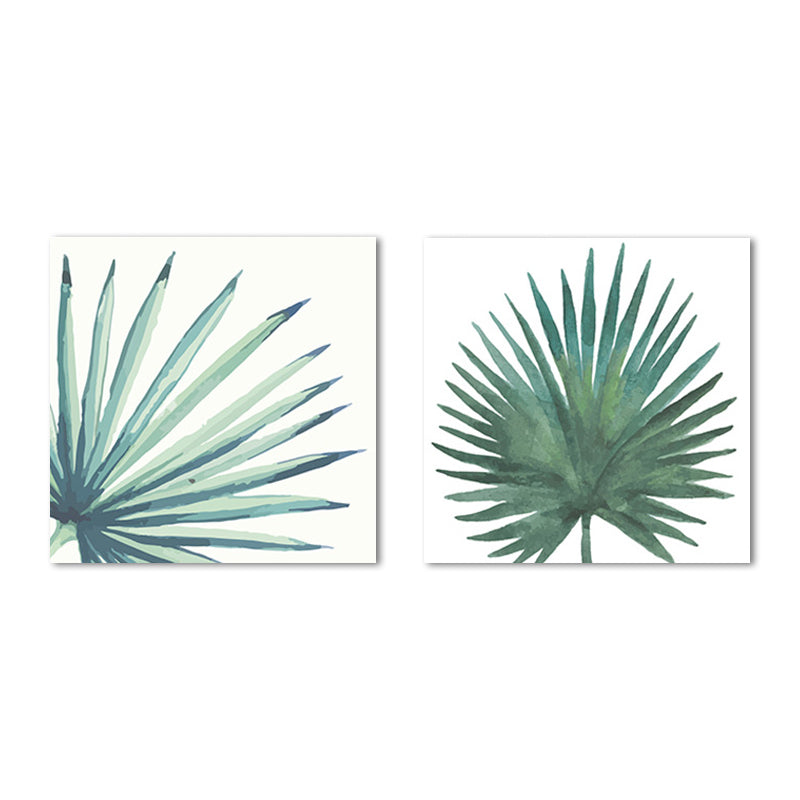 Farmhouse Fan Palm Leaves Canvas Green Tropix Plant Wall Art Set for Living Room Clearhalo 'Art Gallery' 'Canvas Art' 'Country Art Gallery' 'French Country' 'Rustic' Arts' 1655875