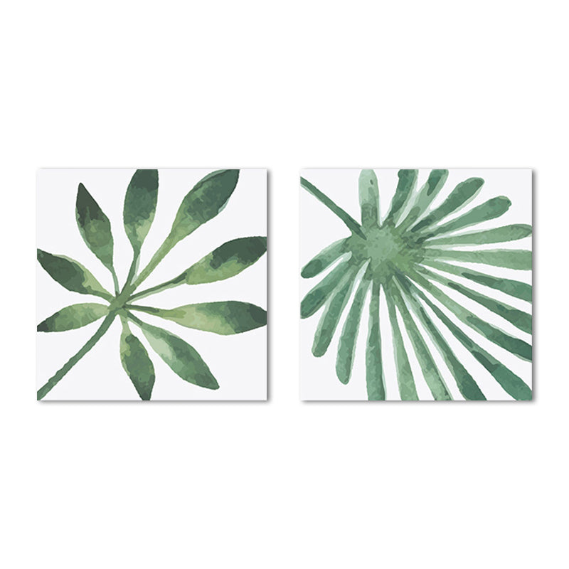 Farmhouse Fan Palm Leaves Canvas Green Tropix Plant Wall Art Set for Living Room Clearhalo 'Art Gallery' 'Canvas Art' 'Country Art Gallery' 'French Country' 'Rustic' Arts' 1655879