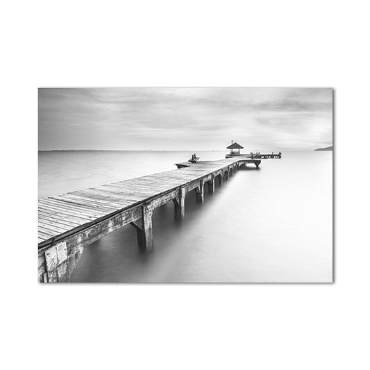 Modern Bridge and Seascape Art Print Light Color Textured Wall Decor for Sitting Room Clearhalo 'Art Gallery' 'Canvas Art' 'Contemporary Art Gallery' 'Modern' Arts' 1655931