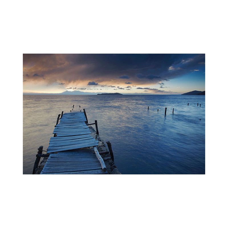 Sundown Bridge Seascape Canvas Textured Contemporary House Interior Wall Art Print Clearhalo 'Art Gallery' 'Canvas Art' 'Contemporary Art Gallery' 'Modern' Arts' 1655944