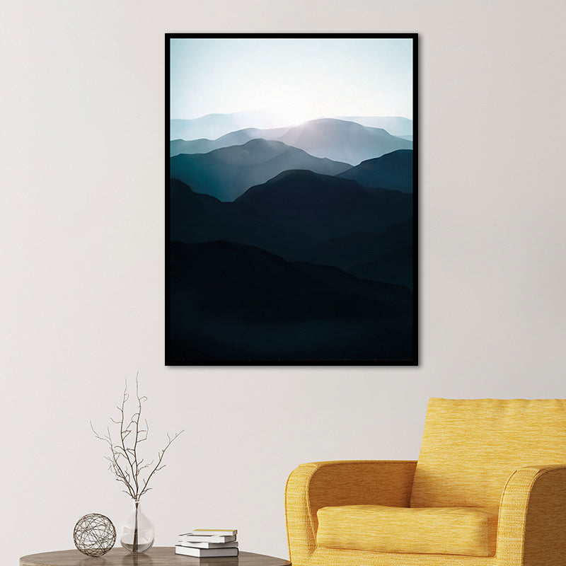 Dark Color Foggy Mountains Canvas Art Nature Landscape Modern Textured Wall Decor Clearhalo 'Art Gallery' 'Canvas Art' 'Contemporary Art Gallery' 'Modern' Arts' 1655966
