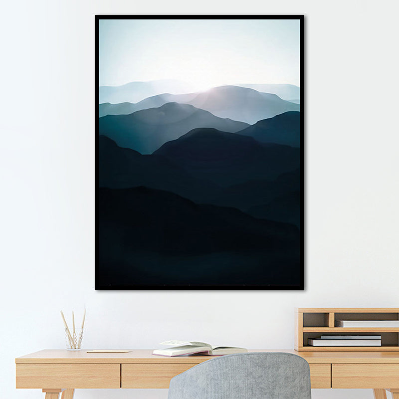 Dark Color Foggy Mountains Canvas Art Nature Landscape Modern Textured Wall Decor Clearhalo 'Art Gallery' 'Canvas Art' 'Contemporary Art Gallery' 'Modern' Arts' 1655968
