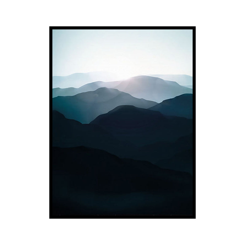 Dark Color Foggy Mountains Canvas Art Nature Landscape Modern Textured Wall Decor Clearhalo 'Art Gallery' 'Canvas Art' 'Contemporary Art Gallery' 'Modern' Arts' 1655970