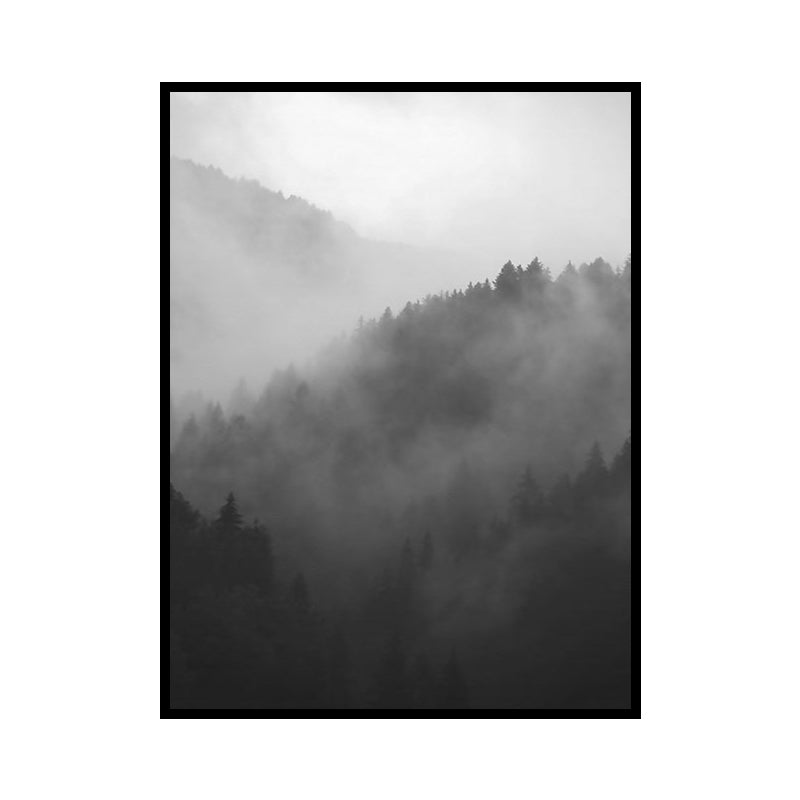 Dark Color Foggy Mountains Canvas Art Nature Landscape Modern Textured Wall Decor Clearhalo 'Art Gallery' 'Canvas Art' 'Contemporary Art Gallery' 'Modern' Arts' 1655977