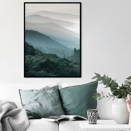 Dark Color Foggy Mountains Canvas Art Nature Landscape Modern Textured Wall Decor Clearhalo 'Art Gallery' 'Canvas Art' 'Contemporary Art Gallery' 'Modern' Arts' 1655979