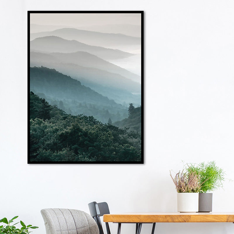 Dark Color Foggy Mountains Canvas Art Nature Landscape Modern Textured Wall Decor Clearhalo 'Art Gallery' 'Canvas Art' 'Contemporary Art Gallery' 'Modern' Arts' 1655980