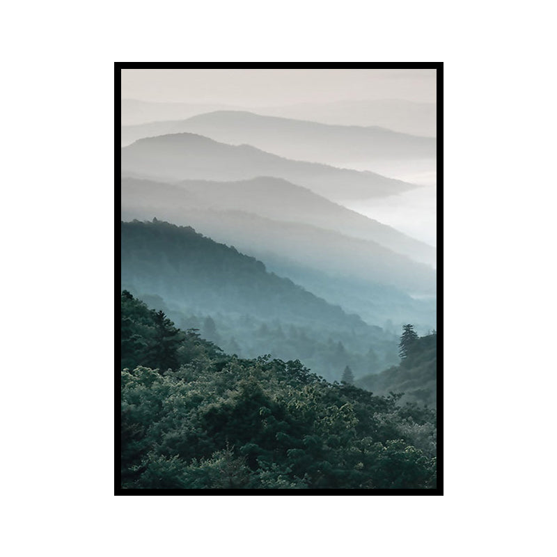 Dark Color Foggy Mountains Canvas Art Nature Landscape Modern Textured Wall Decor Clearhalo 'Art Gallery' 'Canvas Art' 'Contemporary Art Gallery' 'Modern' Arts' 1655981