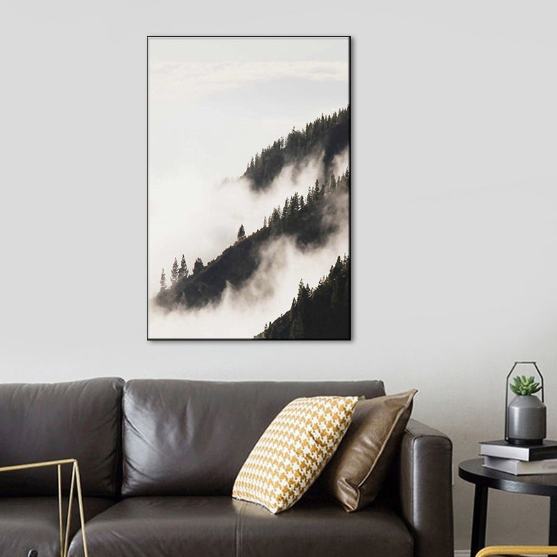 Foggy Natural Scenery Art Print in Grey Canvas Made Wall Decoration for Home, Textured Clearhalo 'Art Gallery' 'Canvas Art' 'Contemporary Art Gallery' 'Modern' Arts' 1655985