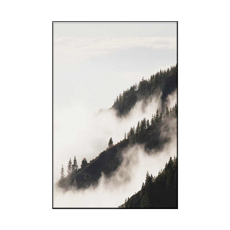 Foggy Natural Scenery Art Print in Grey Canvas Made Wall Decoration for Home, Textured Clearhalo 'Art Gallery' 'Canvas Art' 'Contemporary Art Gallery' 'Modern' Arts' 1655989