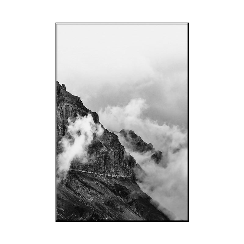 Foggy Natural Scenery Art Print in Grey Canvas Made Wall Decoration for Home, Textured Clearhalo 'Art Gallery' 'Canvas Art' 'Contemporary Art Gallery' 'Modern' Arts' 1655996