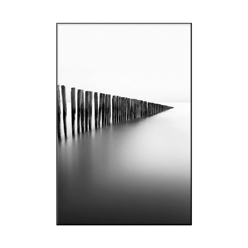 Foggy Natural Scenery Art Print in Grey Canvas Made Wall Decoration for Home, Textured Clearhalo 'Art Gallery' 'Canvas Art' 'Contemporary Art Gallery' 'Modern' Arts' 1656000