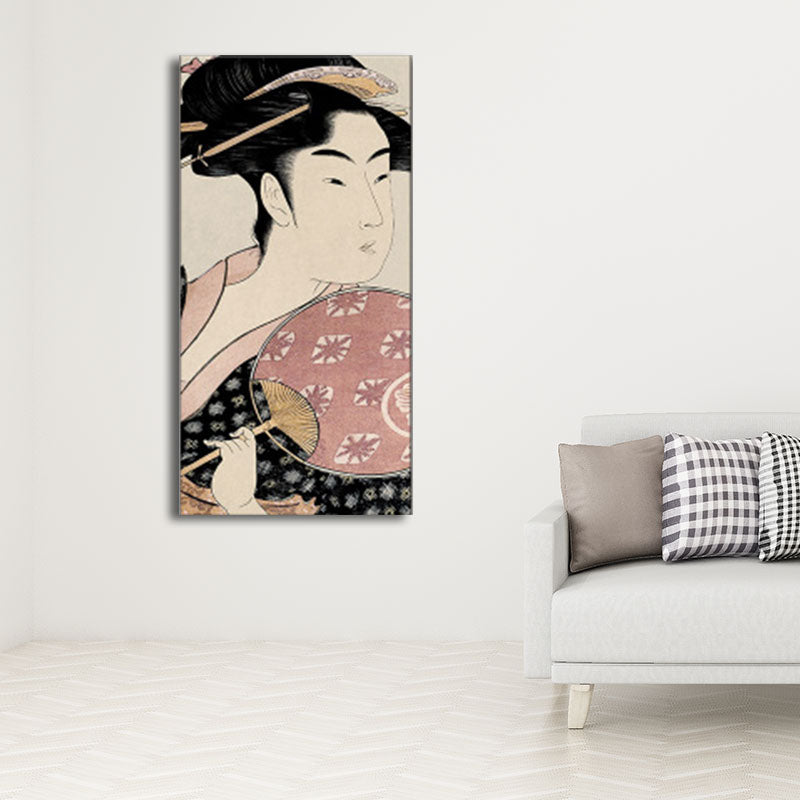 Japanese Ukiyoe-E Woman Painting Canvas Textured Pastel Color Wall Art for Tearoom Clearhalo 'Art Gallery' 'Canvas Art' 'Traditional' Arts' 1656004
