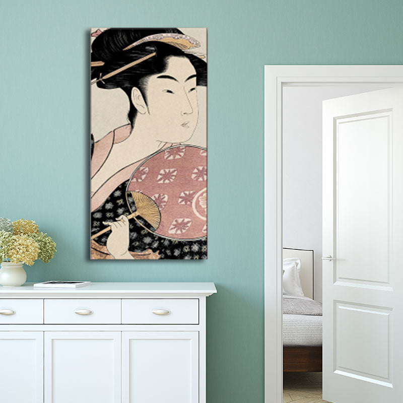 Japanese Ukiyoe-E Woman Painting Canvas Textured Pastel Color Wall Art for Tearoom Clearhalo 'Art Gallery' 'Canvas Art' 'Traditional' Arts' 1656005