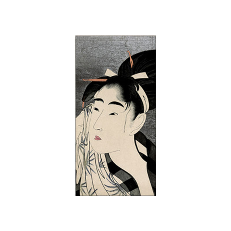 Japanese Ukiyoe-E Woman Painting Canvas Textured Pastel Color Wall Art for Tearoom Clearhalo 'Art Gallery' 'Canvas Art' 'Traditional' Arts' 1656013