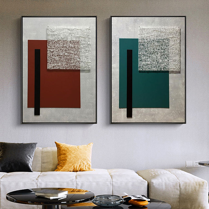 Geometric Canvas Art Textured Nordic Style Sitting Room Wall Decor in Dark Color Clearhalo 'Arts' 'Canvas Art' 1656015