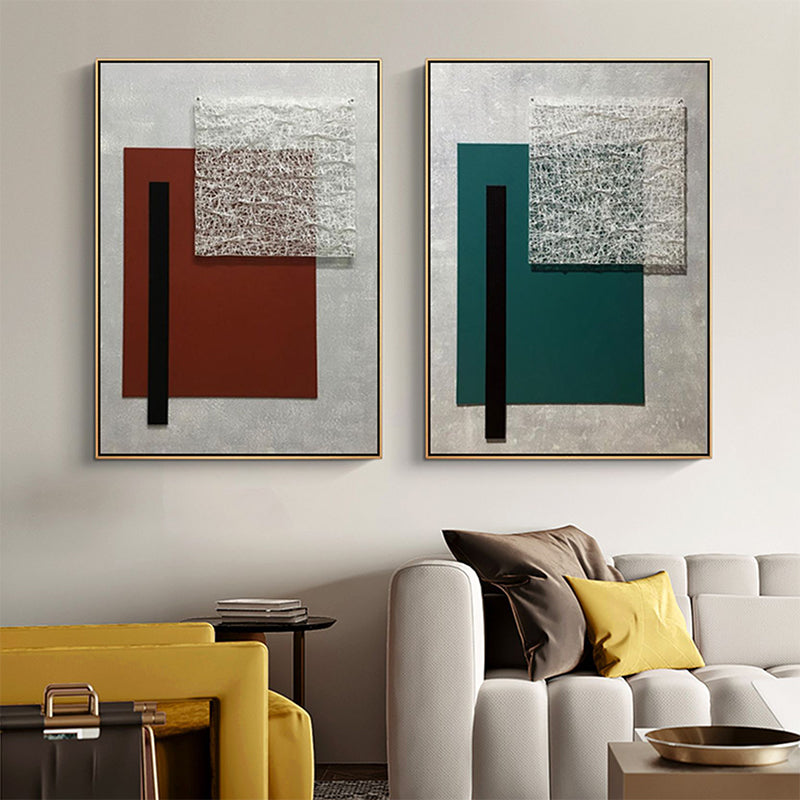 Geometric Canvas Art Textured Nordic Style Sitting Room Wall Decor in Dark Color Clearhalo 'Arts' 'Canvas Art' 1656017