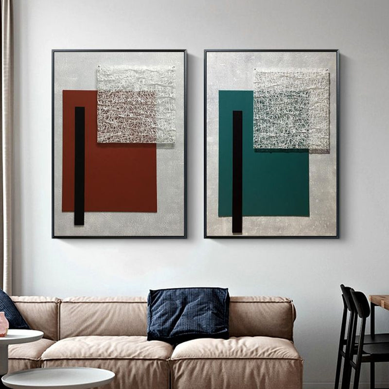 Geometric Canvas Art Textured Nordic Style Sitting Room Wall Decor in Dark Color Clearhalo 'Arts' 'Canvas Art' 1656023