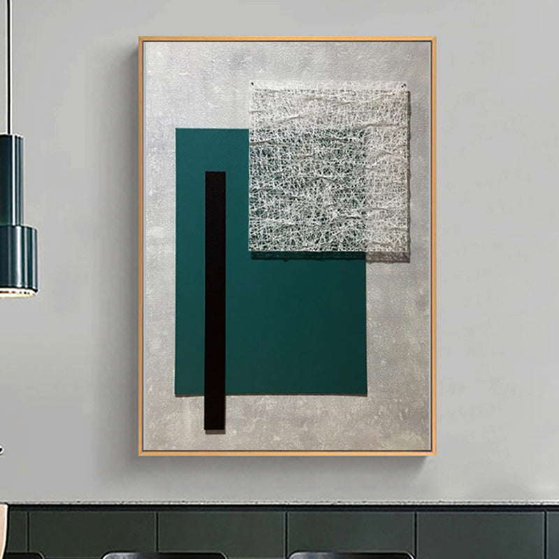 Geometric Canvas Art Textured Nordic Style Sitting Room Wall Decor in Dark Color Green Clearhalo 'Arts' 'Canvas Art' 1656025