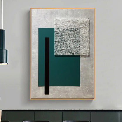 Geometric Canvas Art Textured Nordic Style Sitting Room Wall Decor in Dark Color Green Clearhalo 'Arts' 'Canvas Art' 1656025