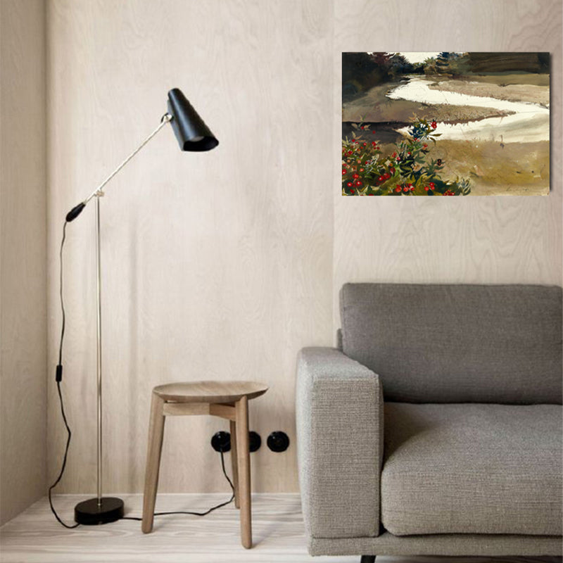 Beautiful Meandering Flow Wall Art House Interior Nature Scenery Canvas Print in Brown Brown Clearhalo 'Art Gallery' 'Canvas Art' 'Country Art Gallery' 'French Country' 'Rustic' Arts' 1656077