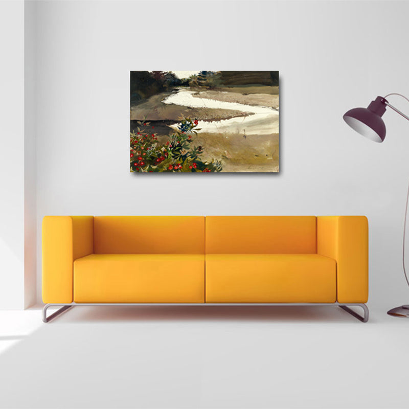 Beautiful Meandering Flow Wall Art House Interior Nature Scenery Canvas Print in Brown Clearhalo 'Art Gallery' 'Canvas Art' 'Country Art Gallery' 'French Country' 'Rustic' Arts' 1656078