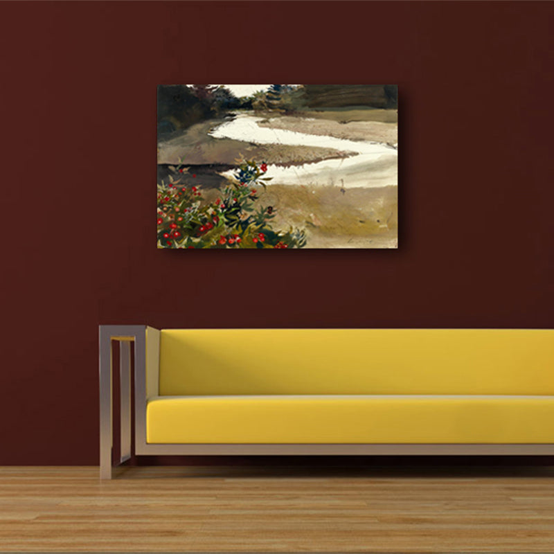 Beautiful Meandering Flow Wall Art House Interior Nature Scenery Canvas Print in Brown Clearhalo 'Art Gallery' 'Canvas Art' 'Country Art Gallery' 'French Country' 'Rustic' Arts' 1656079