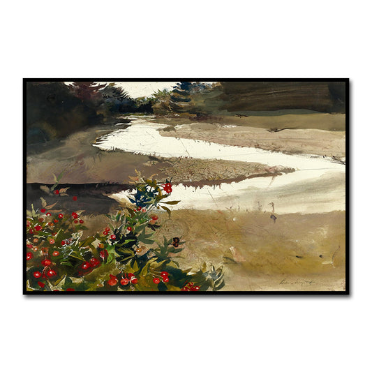Beautiful Meandering Flow Wall Art House Interior Nature Scenery Canvas Print in Brown Clearhalo 'Art Gallery' 'Canvas Art' 'Country Art Gallery' 'French Country' 'Rustic' Arts' 1656080