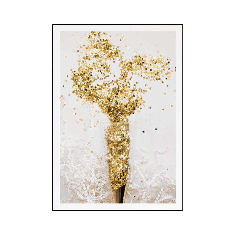 Canvas Home Decor Wall Art Minimalism Leaf and Gold Powder Paintings in Light Color Clearhalo 'Art Gallery' 'Canvas Art' 'Contemporary Art Gallery' 'Modern' Arts' 1656125