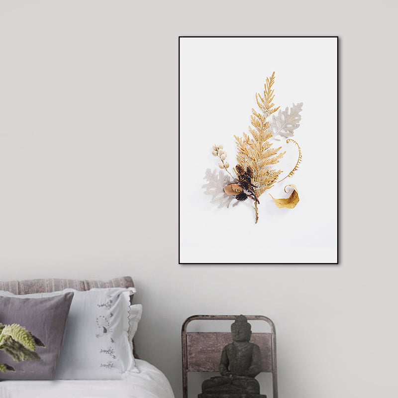 Canvas Home Decor Wall Art Minimalism Leaf and Gold Powder Paintings in Light Color Clearhalo 'Art Gallery' 'Canvas Art' 'Contemporary Art Gallery' 'Modern' Arts' 1656131