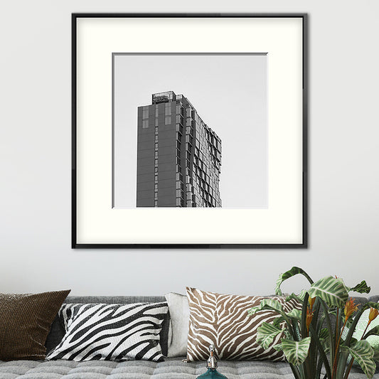 Top of Building Art Print Grey Canvas Square Wall Decor for Decorative, Multiple Sizes Grey Design 1 Clearhalo 'Art Gallery' 'Canvas Art' 'Contemporary Art Gallery' 'Modern' Arts' 1656162