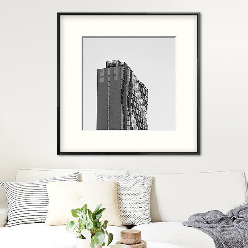 Top of Building Art Print Grey Canvas Square Wall Decor for Decorative, Multiple Sizes Clearhalo 'Art Gallery' 'Canvas Art' 'Contemporary Art Gallery' 'Modern' Arts' 1656164