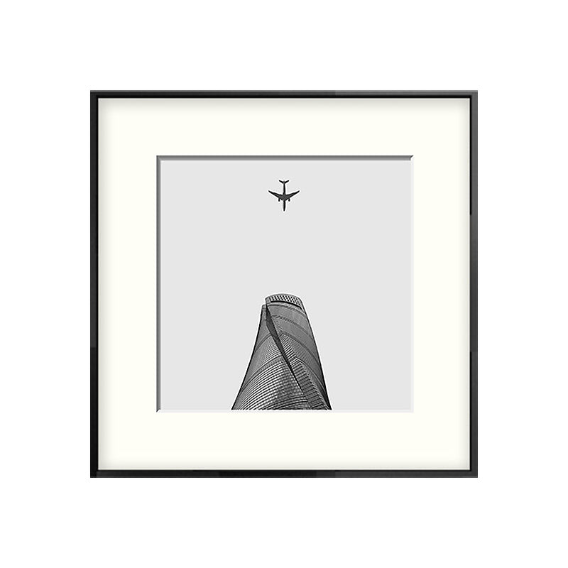 Top of Building Art Print Grey Canvas Square Wall Decor for Decorative, Multiple Sizes Clearhalo 'Art Gallery' 'Canvas Art' 'Contemporary Art Gallery' 'Modern' Arts' 1656172