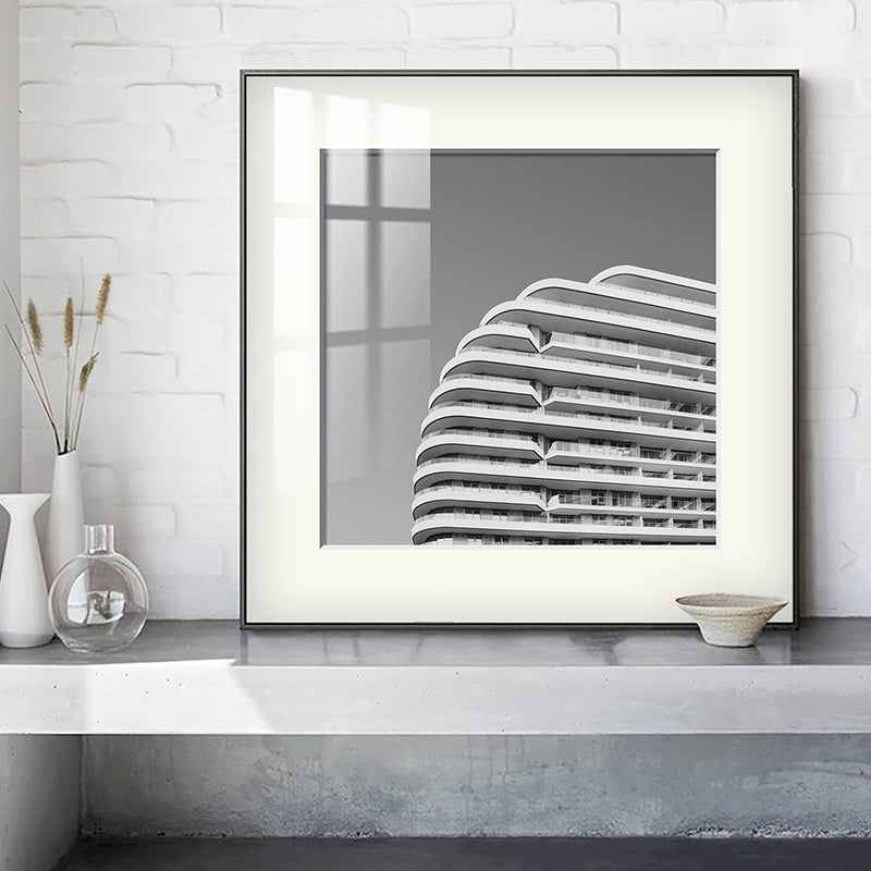 Top of Building Art Print Grey Canvas Square Wall Decor for Decorative, Multiple Sizes Grey Design 3 Clearhalo 'Art Gallery' 'Canvas Art' 'Contemporary Art Gallery' 'Modern' Arts' 1656173