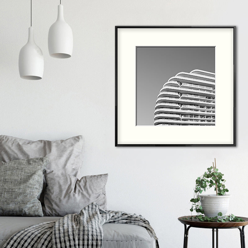 Top of Building Art Print Grey Canvas Square Wall Decor for Decorative, Multiple Sizes Clearhalo 'Art Gallery' 'Canvas Art' 'Contemporary Art Gallery' 'Modern' Arts' 1656174