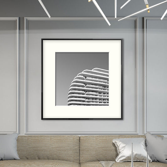 Top of Building Art Print Grey Canvas Square Wall Decor for Decorative, Multiple Sizes Clearhalo 'Art Gallery' 'Canvas Art' 'Contemporary Art Gallery' 'Modern' Arts' 1656175
