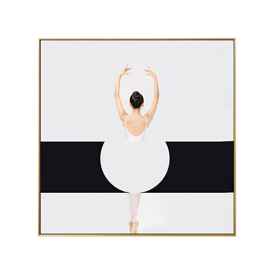 Ballet Girl Wrapped Canvas White Minimalism Square Wall Art Decor for Living Room Clearhalo 'Art Gallery' 'Canvas Art' 'Contemporary Art Gallery' 'Modern' Arts' 1656180