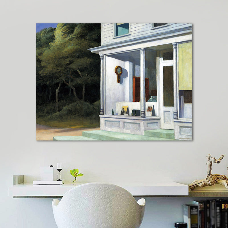 Building and Trees Painting in Light Color Traditional Style Wall Art for Playroom Clearhalo 'Art Gallery' 'Canvas Art' 'Traditional' Arts' 1656192