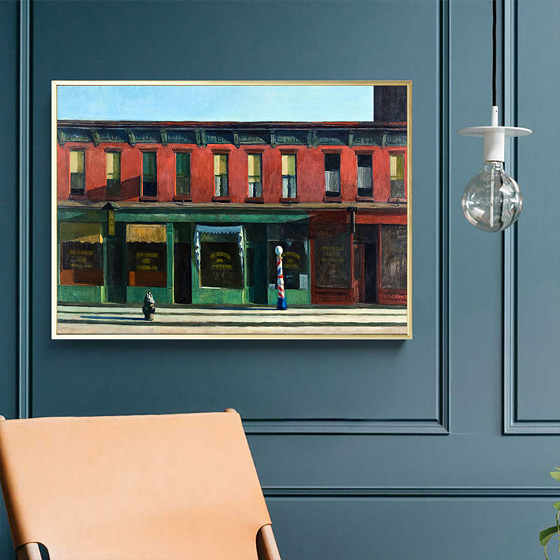 Store Front View Wall Art Living Room City Street Painting in Bright Color for Decor Clearhalo 'Art Gallery' 'Canvas Art' 'Contemporary Art Gallery' 'Modern' Arts' 1656277