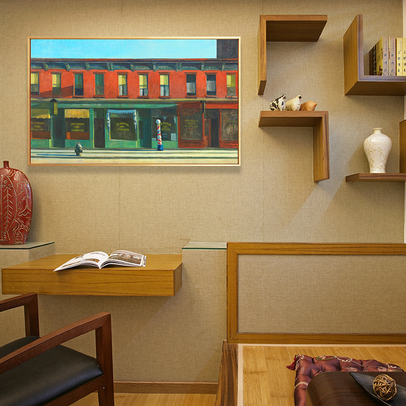 Store Front View Wall Art Living Room City Street Painting in Bright Color for Decor Clearhalo 'Art Gallery' 'Canvas Art' 'Contemporary Art Gallery' 'Modern' Arts' 1656278