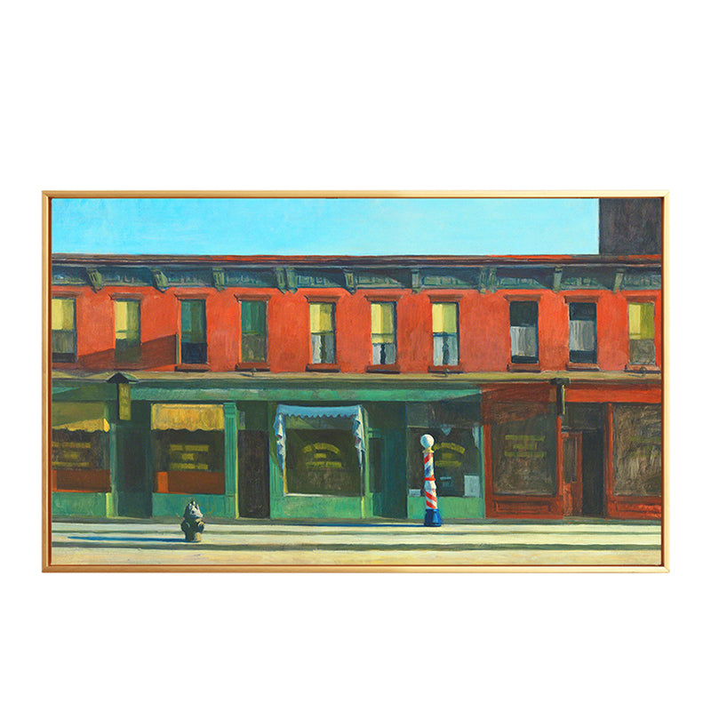 Store Front View Wall Art Living Room City Street Painting in Bright Color for Decor Clearhalo 'Art Gallery' 'Canvas Art' 'Contemporary Art Gallery' 'Modern' Arts' 1656279