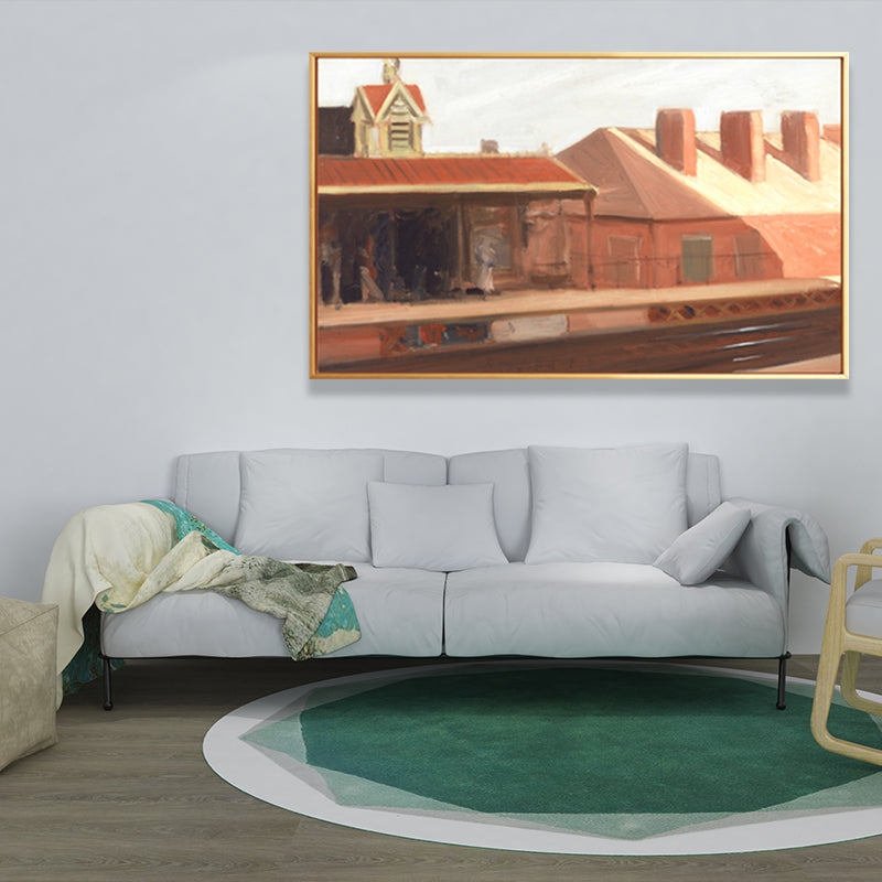 Store Front View Wall Art Living Room City Street Painting in Bright Color for Decor Clearhalo 'Art Gallery' 'Canvas Art' 'Contemporary Art Gallery' 'Modern' Arts' 1656285