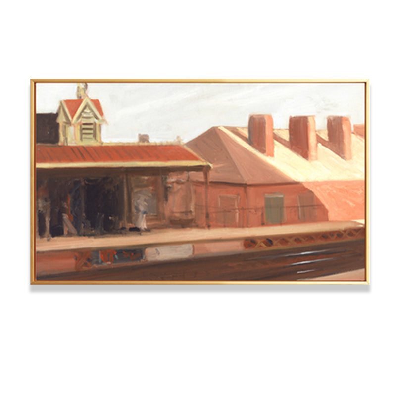 Store Front View Wall Art Living Room City Street Painting in Bright Color for Decor Clearhalo 'Art Gallery' 'Canvas Art' 'Contemporary Art Gallery' 'Modern' Arts' 1656286