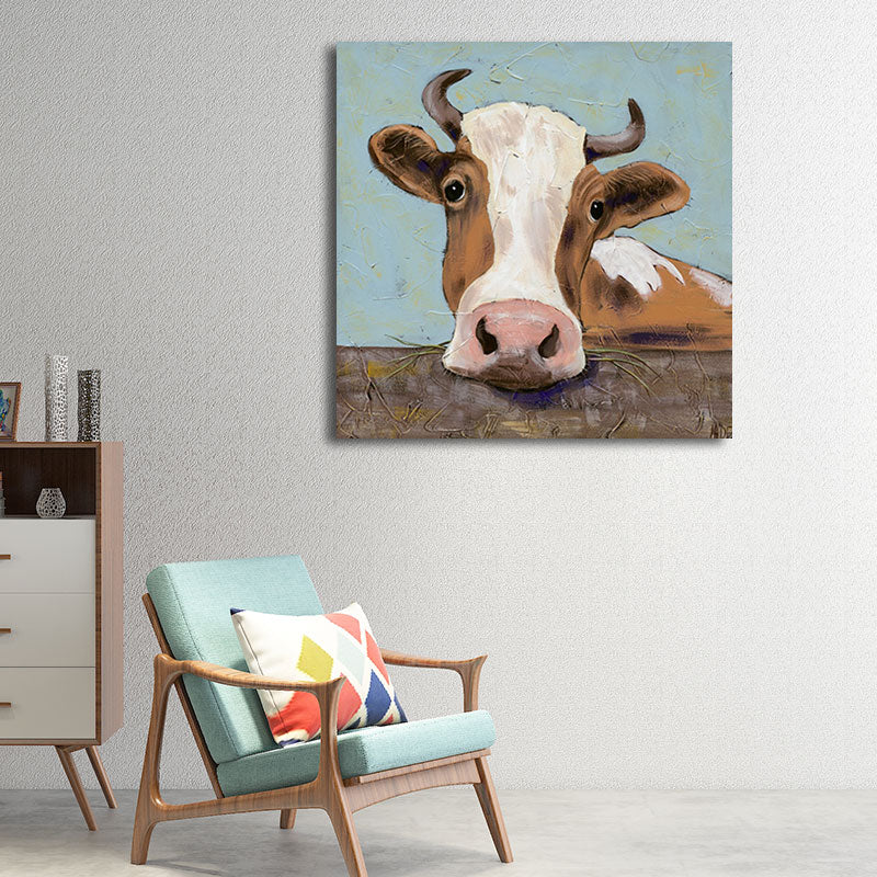 Country Farm Animal Painting Art Print Soft Color Bedroom Wall Decoration, Textured Clearhalo 'Art Gallery' 'Canvas Art' 'Country Art Gallery' 'French Country' 'Rustic' Arts' 1656288