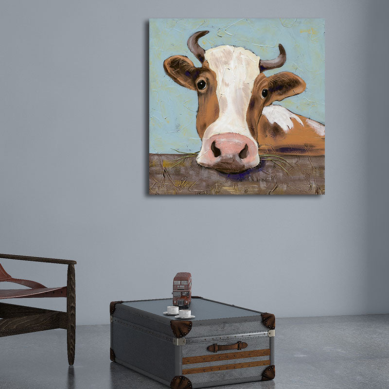 Country Farm Animal Painting Art Print Soft Color Bedroom Wall Decoration, Textured Clearhalo 'Art Gallery' 'Canvas Art' 'Country Art Gallery' 'French Country' 'Rustic' Arts' 1656289