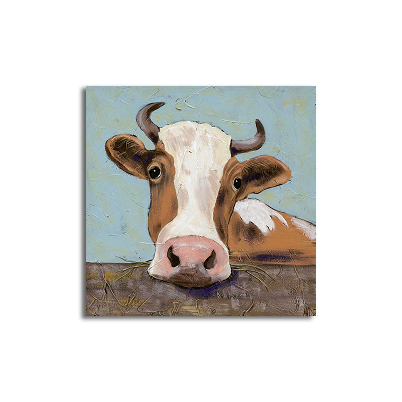 Country Farm Animal Painting Art Print Soft Color Bedroom Wall Decoration, Textured Clearhalo 'Art Gallery' 'Canvas Art' 'Country Art Gallery' 'French Country' 'Rustic' Arts' 1656290